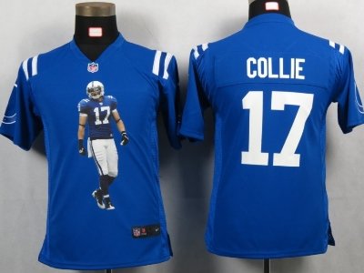 Youth NEW Indianapolis Colts 17 Collie Blue Portrait Fashion Game Jerseys