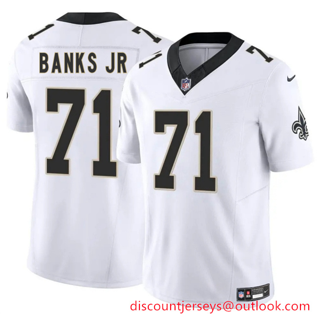 Youth New Orleans Saints #71 Kelvin Banks Jr White 2025 Draft F.U.S.E Vapor Limited Stitched Football Jersey Youth New Orleans Saints #71 Kelvin Banks Jr White 2025 Draft F.U.S.E Vapor Limited Stitched Football Jersey