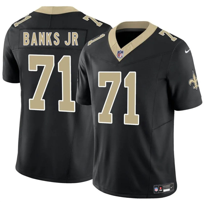Youth New Orleans Saints #71 Kelvin Banks Jr Black 2025 Draft F.U.S.E Vapor Limited Stitched Football Jersey Youth New Orleans Saints #71 Kelvin Banks Jr Black 2025 Draft F.U.S.E Vapor Limited Stitched Football Jersey