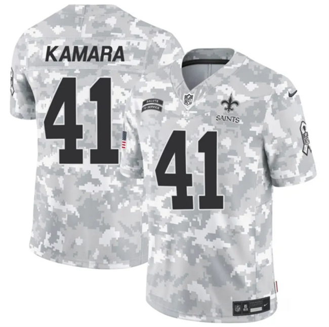 Youth New Orleans Saints #41 Alvin Kamara 2024 F.U.S.E Arctic Camo Salute To Service Limited Stitched Football Jersey Youth New Orleans Saints #41 Alvin Kamara 2024 F.U.S.E Arctic Camo Salute To Service Limited Stitched Football Jersey
