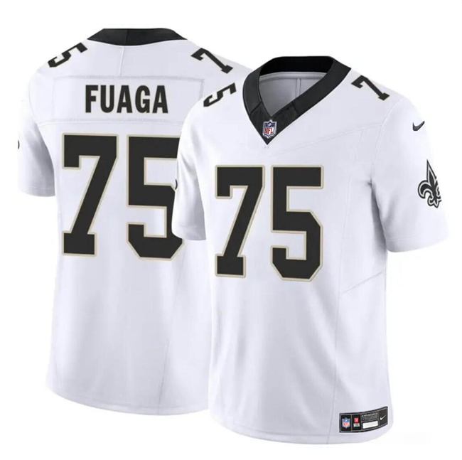 Youth New Orleans Saints #75 Taliese Fuaga White 2024 Draft F.U.S.E Vapor Limited Stitched Football Jersey Youth New Orleans Saints #75 Taliese Fuaga White 2024 Draft F.U.S.E Vapor Limited Stitched Football Jersey