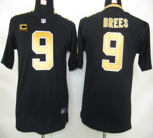 Nike Saints #9 Drew Brees Black Team Color With C Patch Youth Stitched NFL Elite Jersey Nike Saints #9 Drew Brees Black Team Color With C Patch Youth Stitched NFL Elite Jersey