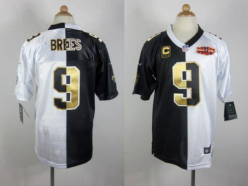 Nike Saints #9 Drew Brees Black White Super Bowl Youth Stitched NFL Elite Split Jersey Nike Saints #9 Drew Brees Black White Super Bowl Youth Stitched NFL Elite Split Jersey