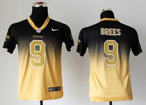 Nike Saints #9 Drew Brees Black Gold Youth Stitched NFL Elite Fadeaway Fashion Jersey Nike Saints #9 Drew Brees Black Gold Youth Stitched NFL Elite Fadeaway Fashion Jersey