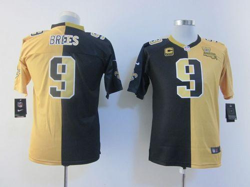 Nike Saints #9 Drew Brees Black Gold Youth Stitched NFL Elite Split Jersey Nike Saints #9 Drew Brees Black Gold Youth Stitched NFL Elite Split Jersey