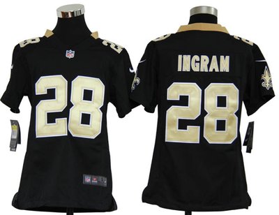 Youth Nike New Orleans Saints 28# Mark Ingram Black Color Jerseys