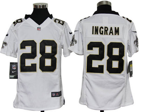 Youth Nike New Orleans Saints 28# Mark Ingram White Jerseys