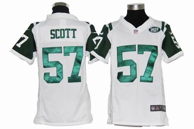 Kids Nike New York Jets 57 Bart Scott White Jerseys