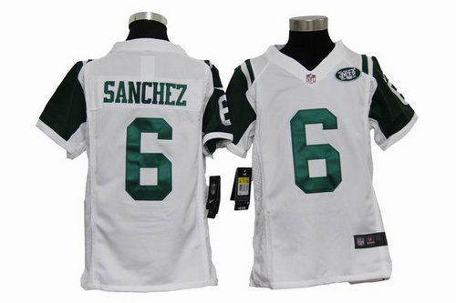 Kids Nike New York Jets 6 Mark Sanchez White Jerseys