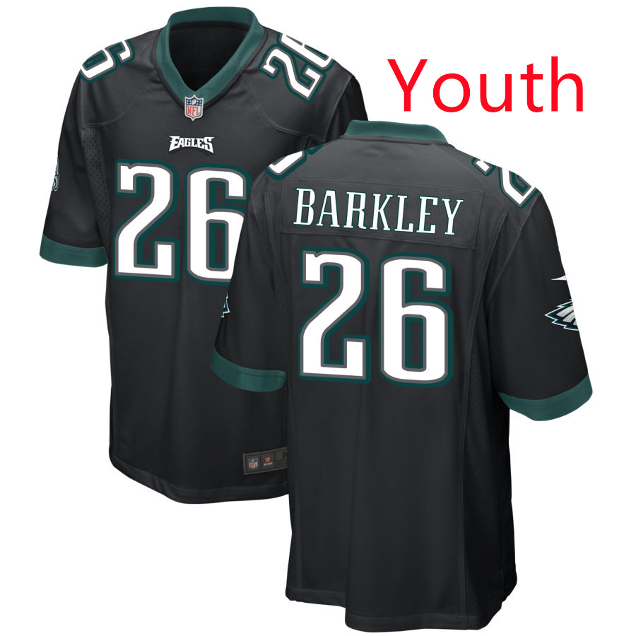 Youth Philadelphia Eagles #26 SAQUON BARKLEY Black Limited Stitched Football Jersey Youth Philadelphia Eagles #26 SAQUON BARKLEY Black Limited Stitched Football Jersey