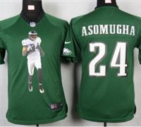 Youth Philadelphia Eagles #24 Asomugha Green Portrait Fashion Game Jerseys