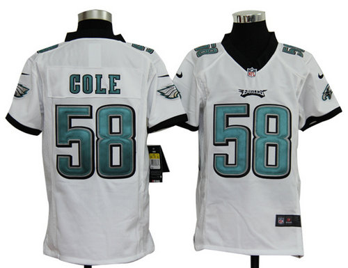 Youth Nike NFL Philadelphia Eagles 58 Trent Cole White Jerseys