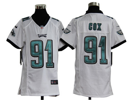 Youth Nike NFL Philadelphia Eagles 91 Fletcher Cox White Jerseys