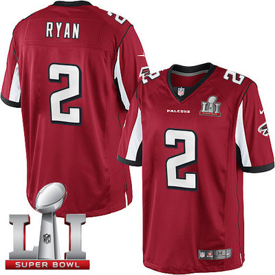 Nike Falcons #2 Matt Ryan Red Team Color Super Bowl LI 51 Youth Stitched NFL Limited Jersey Nike Falcons #2 Matt Ryan Red Team Color Super Bowl LI 51 Youth Stitched NFL Limited Jersey