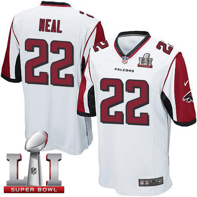 Nike Falcons #22 Keanu Neal White Super Bowl LI 51 Youth Stitched NFL Elite Jersey