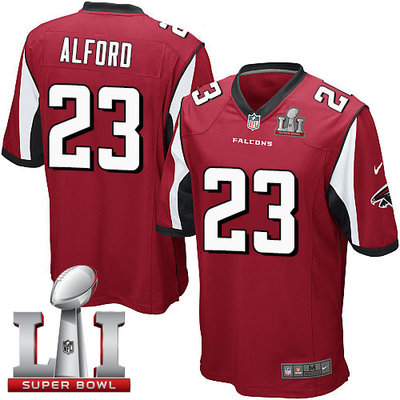 Nike Falcons #23 Robert Alford Red Team Color Super Bowl LI 51 Youth Stitched NFL Elite Jersey