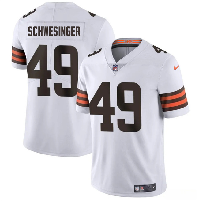 Youth Cleveland Browns #49 Carson Schwesinger White 2025 Draft Vapor Untouchable Limited Stitched Football Jersey Youth Cleveland Browns #49 Carson Schwesinger White 2025 Draft Vapor Untouchable Limited Stitched Football Jersey