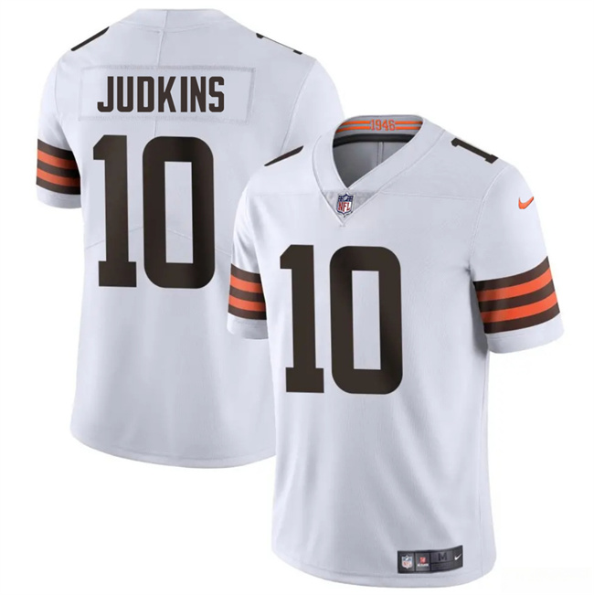 Youth Cleveland Browns #10 Quinshon Judkins White 2025 Draft Vapor Untouchable Limited Stitched Football Jersey Youth Cleveland Browns #10 Quinshon Judkins White 2025 Draft Vapor Untouchable Limited Stitched Football Jersey