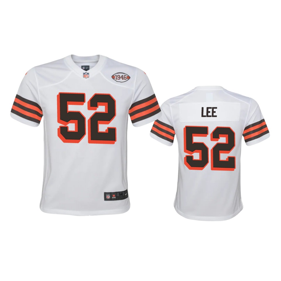 Youth Browns #52 Elijah Lee Nike 1946 Collection Alternate Game Limited NFL Jersey - White Youth Browns #52 Elijah Lee Nike 1946 Collection Alternate Game Limited NFL Jersey - White