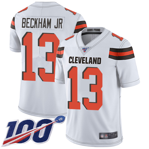 Browns #13 Odell Beckham Jr White Youth Stitched Football 100th Season Vapor Limited Jersey Browns #13 Odell Beckham Jr White Youth Stitched Football 100th Season Vapor Limited Jersey
