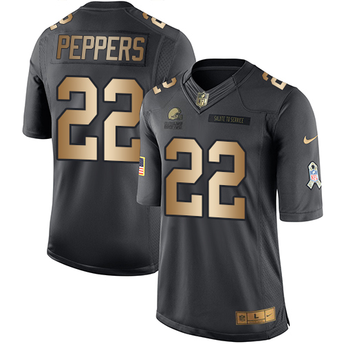 Nike Browns #22 Jabrill Peppers Black Youth Stitched NFL Limited Gold Salute to Service Jersey Nike Browns #22 Jabrill Peppers Black Youth Stitched NFL Limited Gold Salute to Service Jersey