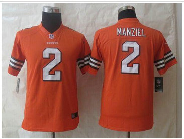 Youth NFL Cleveland Browns #2 Johnny Manziel Orange Jersey