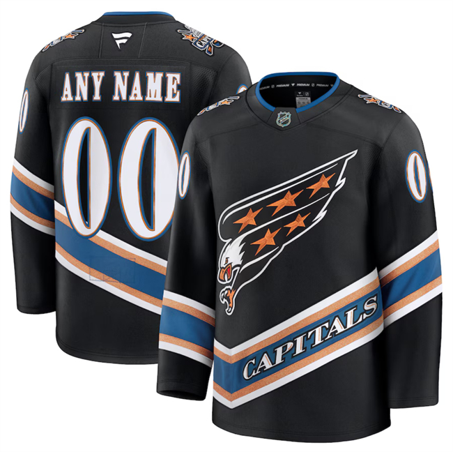 Men's Washington Capitals Active Player Custom Black 2024-25 Alternate Stitched Hockey Jersey Men's Washington Capitals Active Player Custom Black 2024-25 Alternate Stitched Hockey Jersey