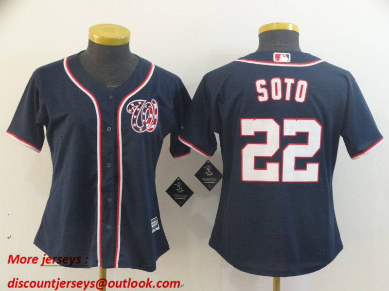 Women Nationals 22 Juan Soto Black Women Cool Base Jersey