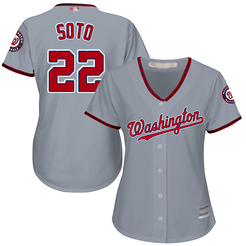 Nationals #22 Juan Soto Grey Road Women's Stitched Baseball Jersey Nationals #22 Juan Soto Grey Road Women's Stitched Baseball Jersey