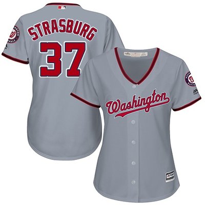Nationals #37 Stephen Strasburg Grey Road Women's Stitched MLB Jersey Nationals #37 Stephen Strasburg Grey Road Women's Stitched MLB Jersey