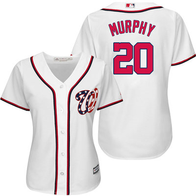 Nationals #20 Daniel Murphy White Home Women's Stitched MLB Jersey Nationals #20 Daniel Murphy White Home Women's Stitched MLB Jersey