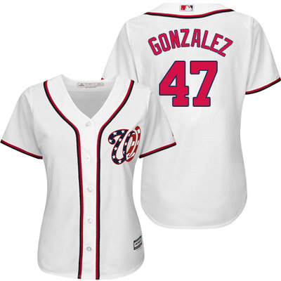 Nationals #47 Gio Gonzalez White Home Women's Stitched MLB Jersey Nationals #47 Gio Gonzalez White Home Women's Stitched MLB Jersey