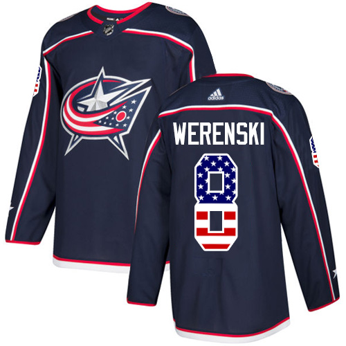 Adidas Blue Jackets #8 Zach Werenski Navy Blue Home Authentic USA Flag Stitched NHL Jersey Adidas Blue Jackets #8 Zach Werenski Navy Blue Home Authentic USA Flag Stitched NHL Jersey