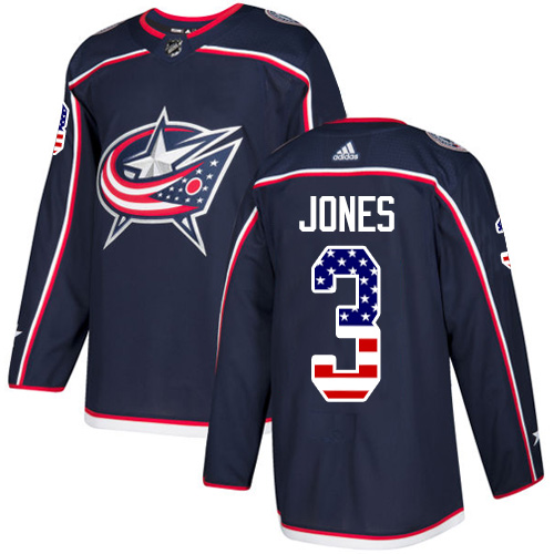 Adidas Blue Jackets #3 Seth Jones Navy Blue Home Authentic USA Flag Stitched NHL Jersey Adidas Blue Jackets #3 Seth Jones Navy Blue Home Authentic USA Flag Stitched NHL Jersey