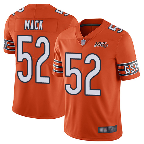 Bears #52 Khalil Mack Orange Youth Stitched Football Limited Rush 100th Season Jersey Bears #52 Khalil Mack Orange Youth Stitched Football Limited Rush 100th Season Jersey