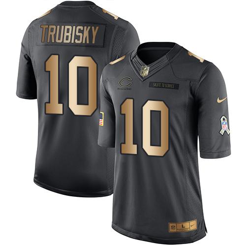 Nike Bears #10 Mitchell Trubisky Black Youth Stitched NFL Limited Gold Salute to Service Jersey Nike Bears #10 Mitchell Trubisky Black Youth Stitched NFL Limited Gold Salute to Service Jersey