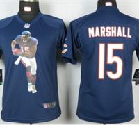 Nike Youth Chicago Bears #15 Marshall Blue Portrait Fashion Game Jerseys