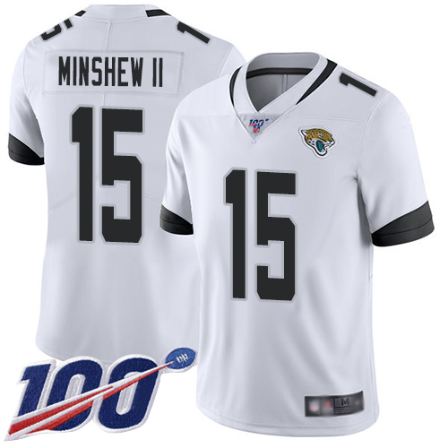 Jaguars #15 Gardner Minshew II White Youth Stitched Football 100th Season Vapor Limited Jersey Jaguars #15 Gardner Minshew II White Youth Stitched Football 100th Season Vapor Limited Jersey