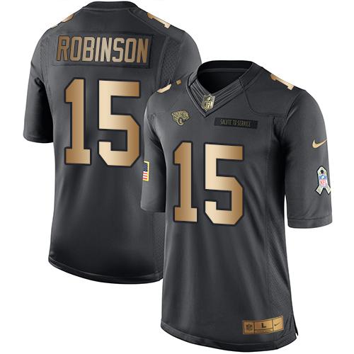 Nike Jaguars #15 Allen Robinson Black Youth Stitched NFL Limited Gold Salute to Service Jersey Nike Jaguars #15 Allen Robinson Black Youth Stitched NFL Limited Gold Salute to Service Jersey