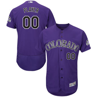 Men's Colorado Rockies Majestic Purple Alternate Flex Base Authentic Collection Custom Jersey with Commemorative Patch Men's Colorado Rockies Majestic Purple Alternate Flex Base Authentic Collection Custom Jersey with Commemorative Patch