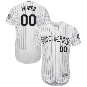 Men's Colorado Rockies Majestic White Home Flex Base Authentic Collection Custom Jersey with Commemorative Patch Men's Colorado Rockies Majestic White Home Flex Base Authentic Collection Custom Jersey with Commemorative Patch