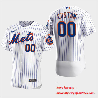 Men's Custom New York Mets Custom Nike White Flexbase Jersey Men's Custom New York Mets Custom Nike White Flexbase Jersey
