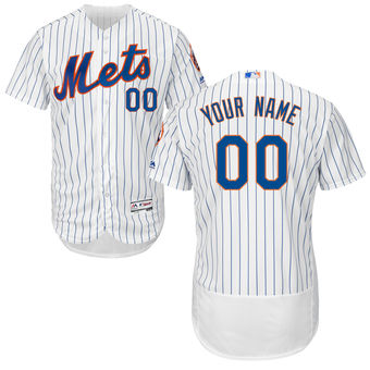 Men's New York Mets Majestic Home White Royal Flex Base Authentic Collection Custom Jersey Men's New York Mets Majestic Home White Royal Flex Base Authentic Collection Custom Jersey