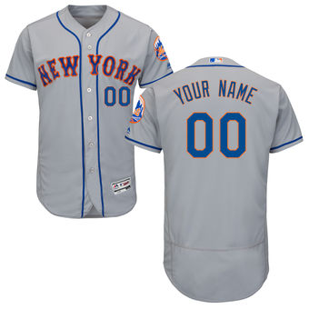 Men's New York Mets Majestic Road Gray Flex Base Authentic Collection Custom Jersey Men's New York Mets Majestic Road Gray Flex Base Authentic Collection Custom Jersey