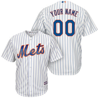 Men's New York Mets Majestic White Royal Home Cool Base Custom Jersey Men's New York Mets Majestic White Royal Home Cool Base Custom Jersey