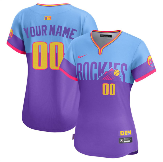 Women's Colorado Rockies ACTIVE PLAYER Custom Purple Light Blue 2025 City Connect Limited Stitched Baseball Jersey(Run Small) Women's Colorado Rockies ACTIVE PLAYER Custom Purple Light Blue 2025 City Connect Limited Stitched Baseball Jersey(Run Small)