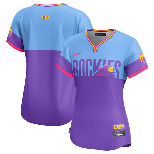 Women's Colorado Rockies Blank Purple Light Blue 2025 City Connect Limited Stitched Baseball Jersey(Run Small) Women's Colorado Rockies Blank Purple Light Blue 2025 City Connect Limited Stitched Baseball Jersey(Run Small)