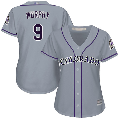 Rockies #9 Daniel Murphy Grey Road Women's Stitched Baseball Jersey Rockies #9 Daniel Murphy Grey Road Women's Stitched Baseball Jersey