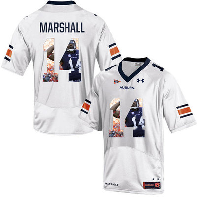 Auburn Tigers 14 Nick Marshall White With Portrait Print College Football Jersey Auburn Tigers 14 Nick Marshall White With Portrait Print College Football Jersey