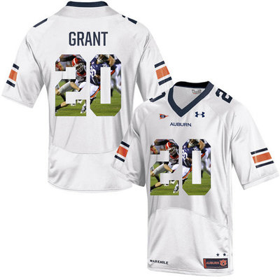 Auburn Tigers 20 Corey Grant White With Portrait Print College Football Jersey2 Auburn Tigers 20 Corey Grant White With Portrait Print College Football Jersey2